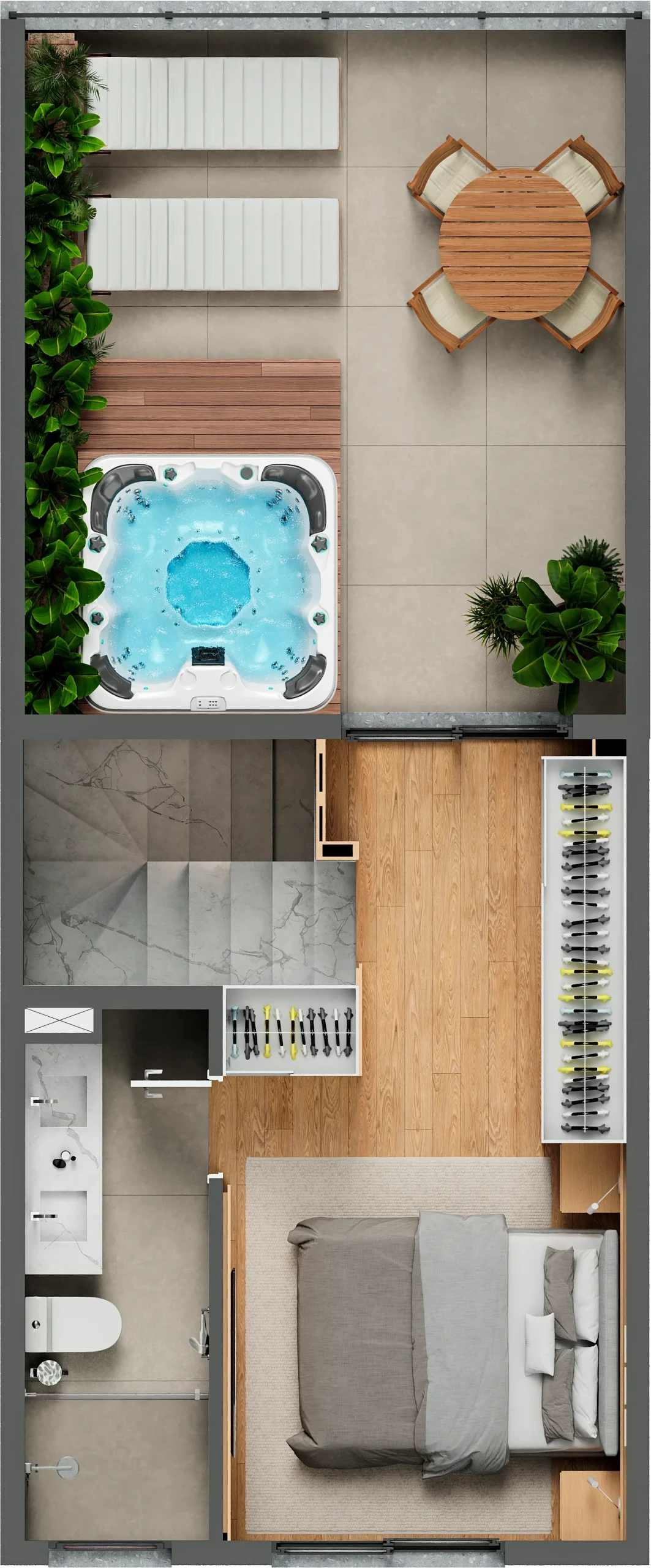 Opção de planta com suíte no terceiro pavimento da casa de 3 dormitórios