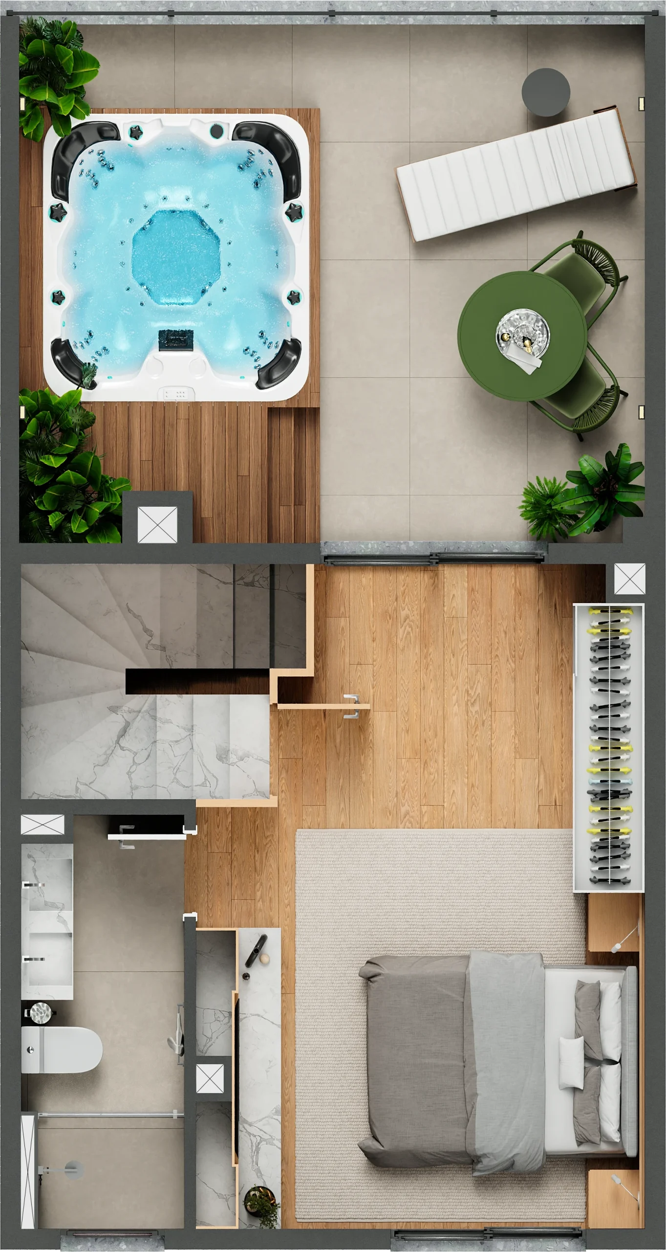 Opção de planta com suíte no terceiro pavimento da casa de 4 dormitórios